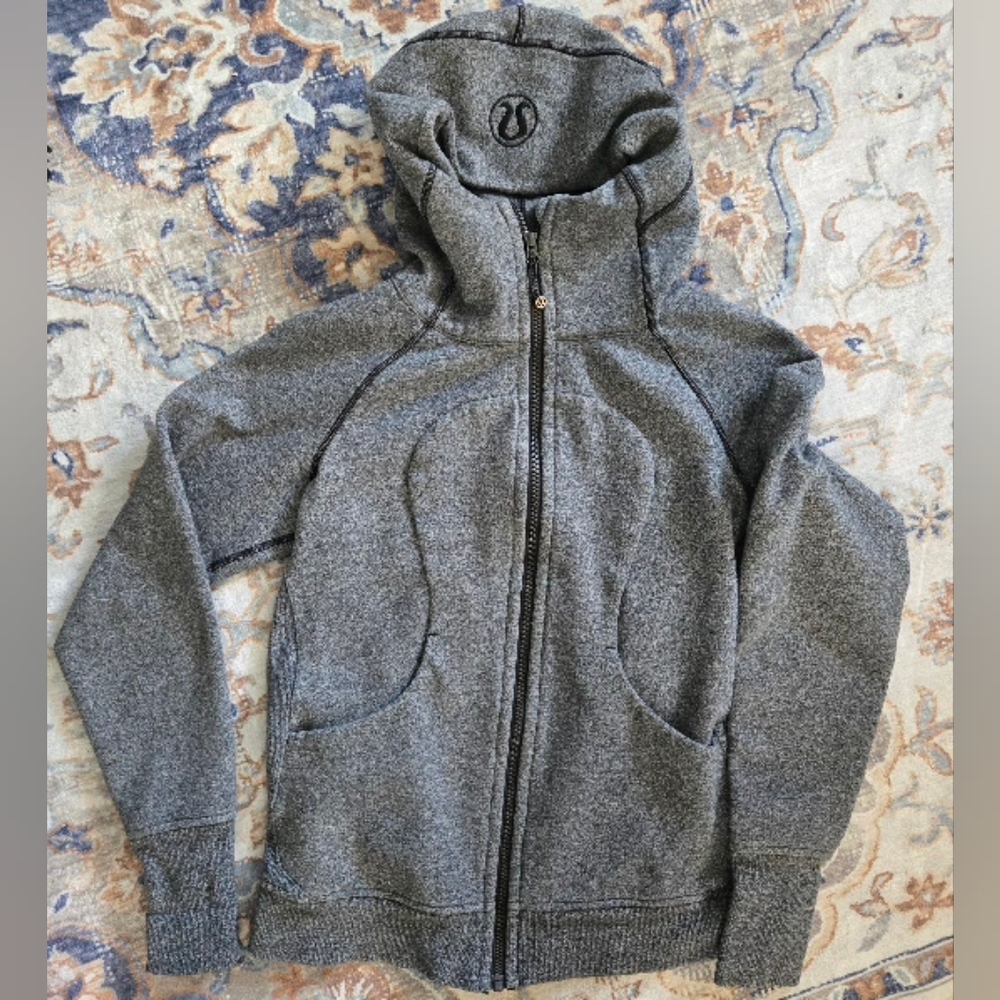Lululemon Scuba Gray Hooded  Jacket with Full-Length Zipper